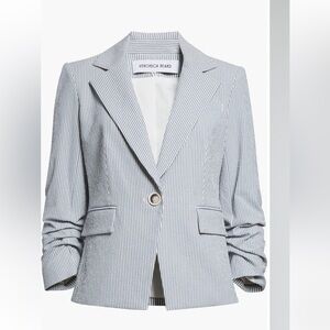 VERONICA BEARD Aaliyah Seersucker Dickey Jacket, Blue White, size 2 NWT